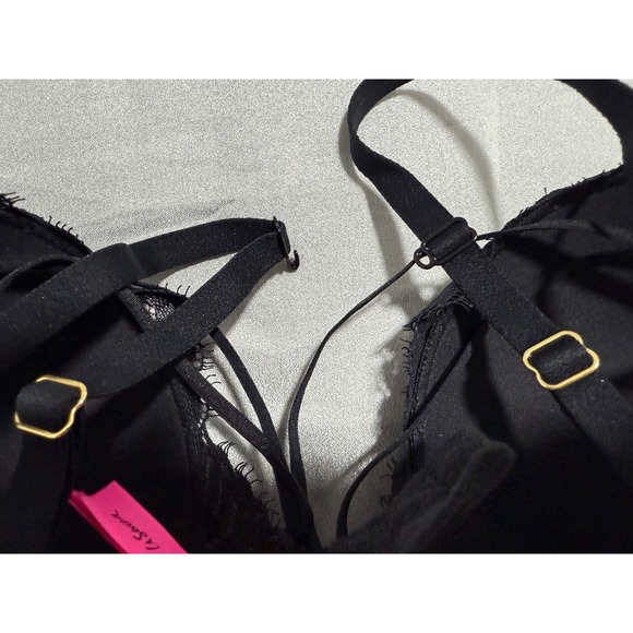 La Senza Black Lace Balconette Bra Adjustable Straps Sexy Lingerie 32D - Picture 7 of 8